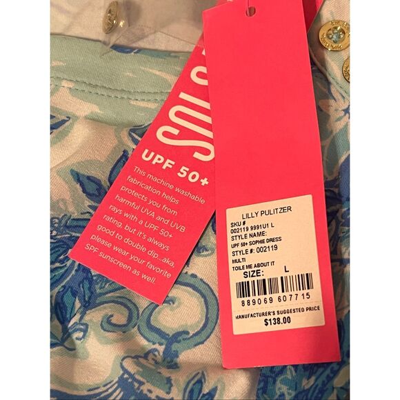 Lilly Pulitzer Womens UPF 50+ Toile About Me Sophie Dress Blue Large NWT - Picture 7 of 8